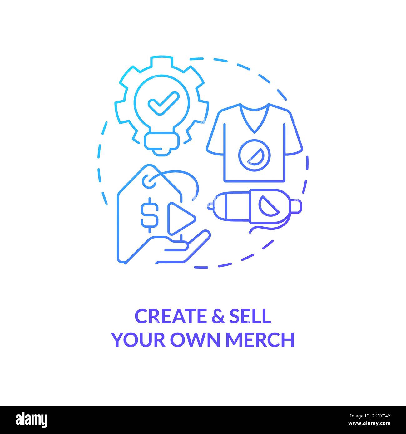 Create and sell custom products blue gradient concept icon Stock Vector