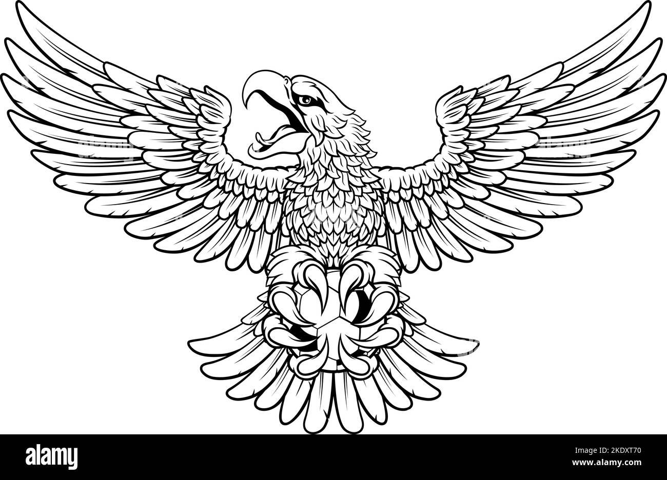 Bald Eagle Hawk Flying Soccer Football Ball Mascot Stock Vector Image