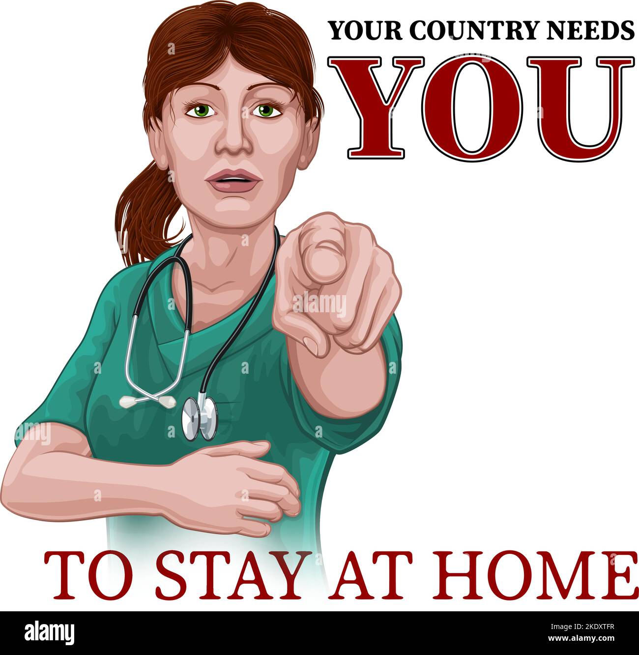 Doctor Nurse Woman Needs You Stay At Home Pointing Stock Vector Image doctor-nurse-woman-needs-you-stay-at-home-pointing-stock-vector-image