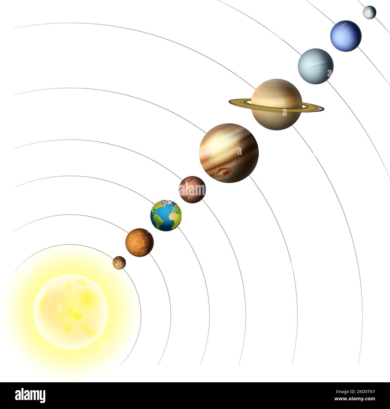 Solar System Planets and Sun Space Illustrations Stock Vector
