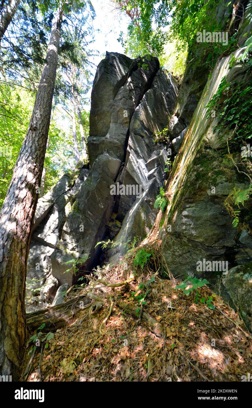 Austria, the so-called Hohl-Felsen - Hollow Rock - a natural wonder with eclogite rock, a particularly resistant material, part of the Koralm Kristall Stock Photo