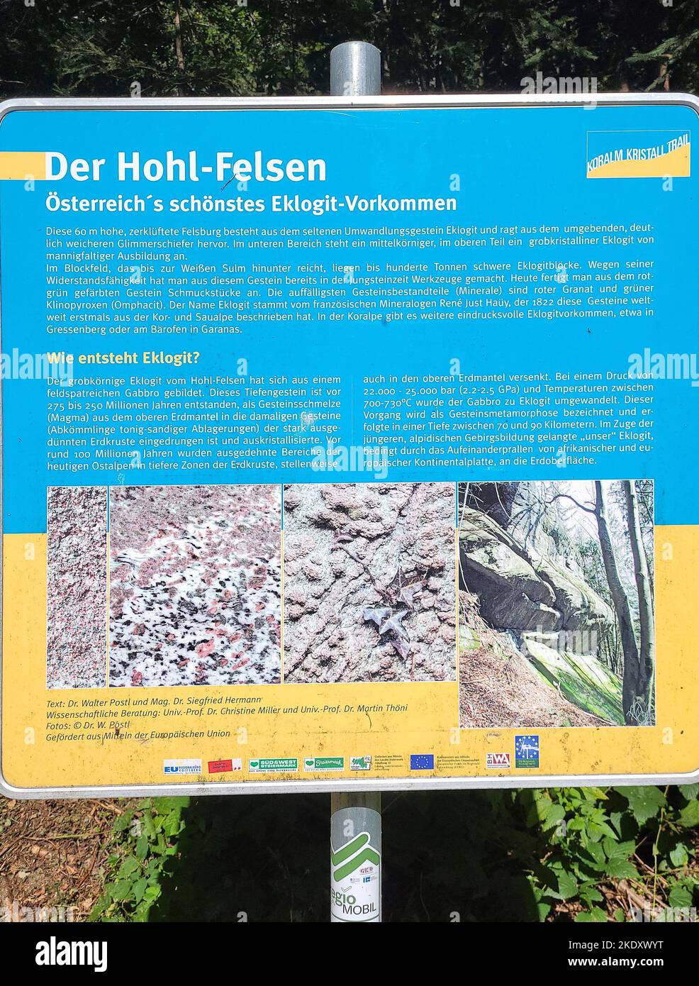 Austria, description and information about natural wonder the so-called Hohl-Felsen - Hollow Rock - with eclogite rock, a particularly resistant mater Stock Photo
