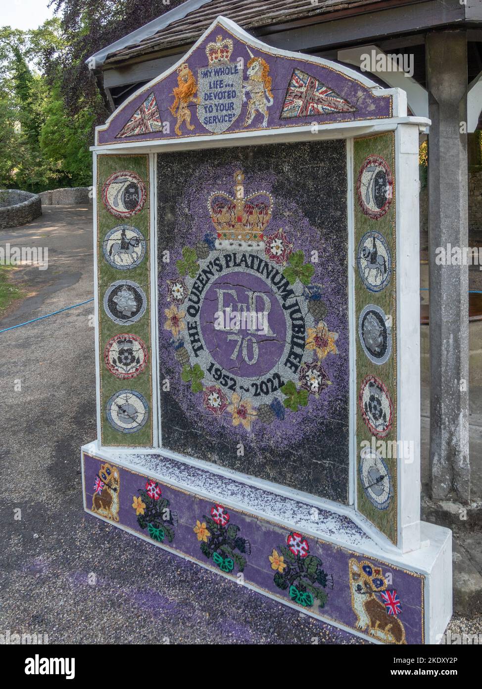 Traditional well dressing, celebrating the 70th Jubilee of Queen