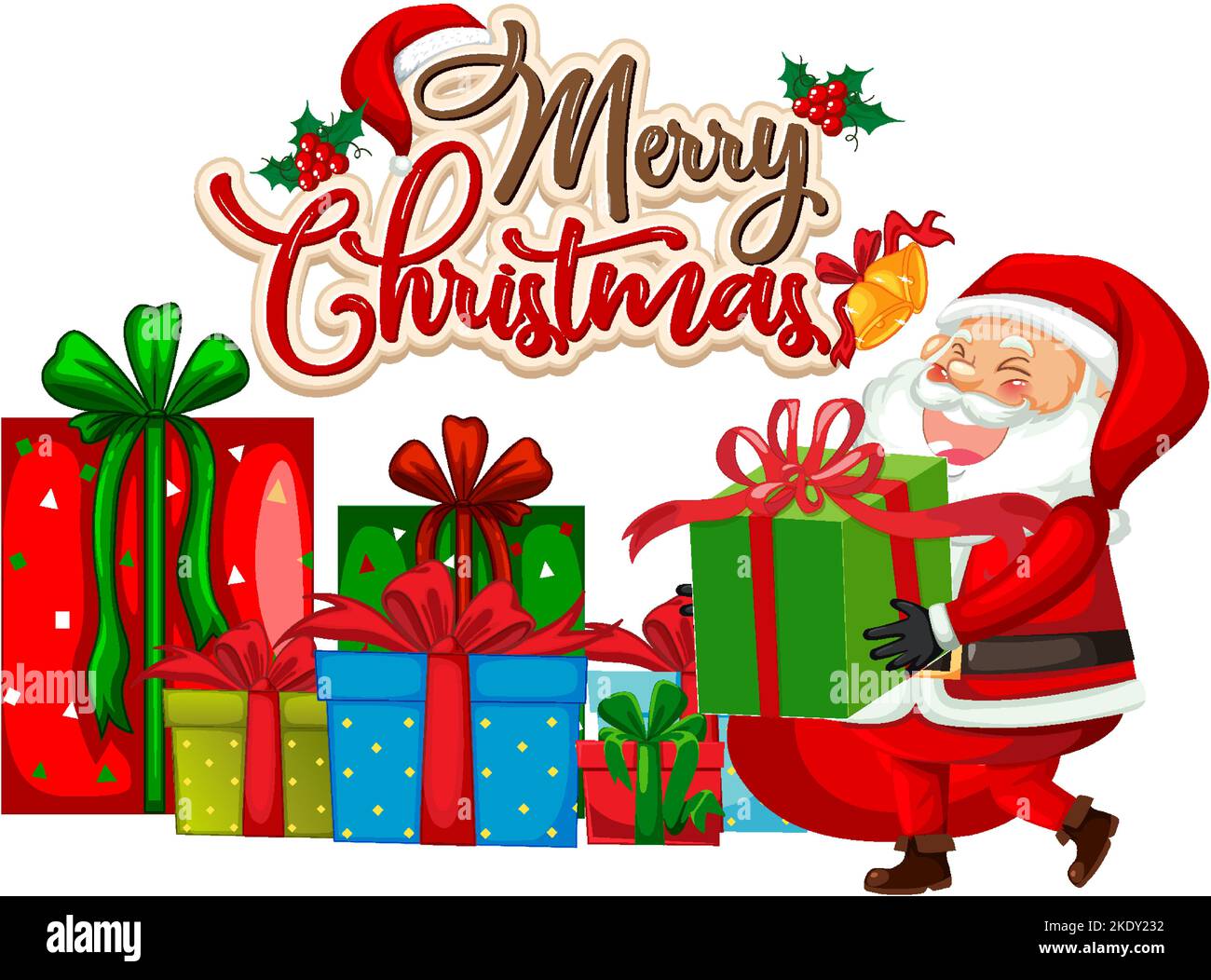 Merry Christmas text with Santa Claus illustration Stock Vector Image ...