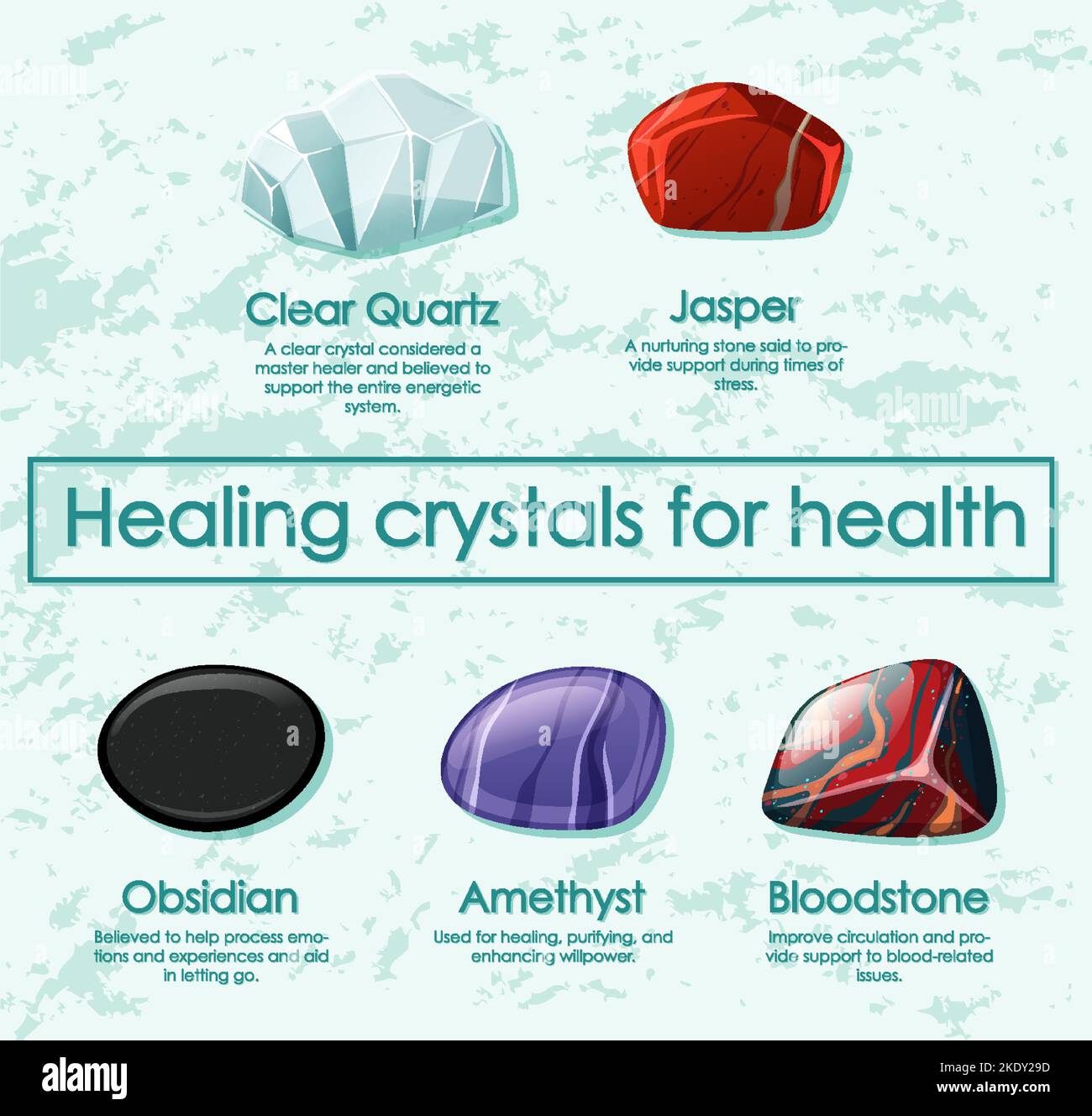 Healing crystals for health collection illustration Stock Vector Image