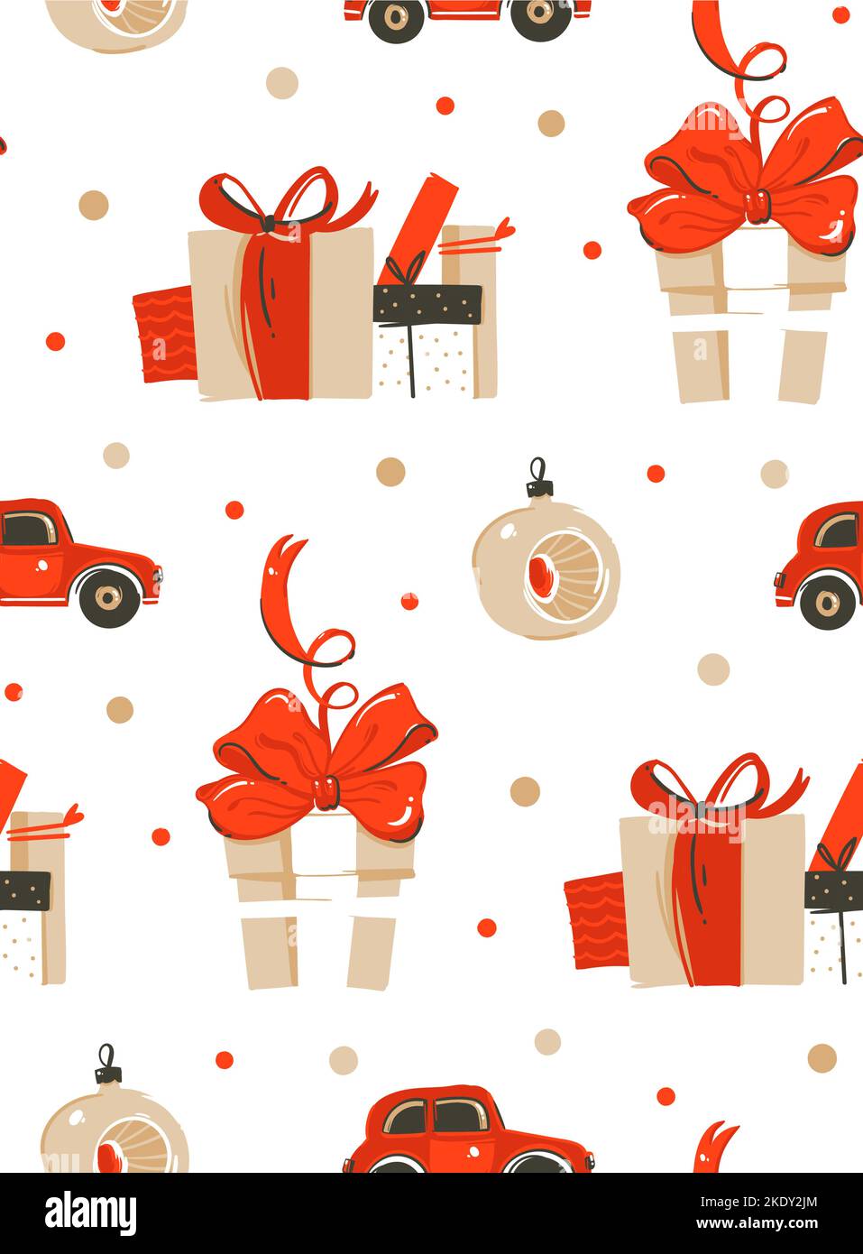 Retro Christmas Gift boxes. Seamless pattern Stock Vector