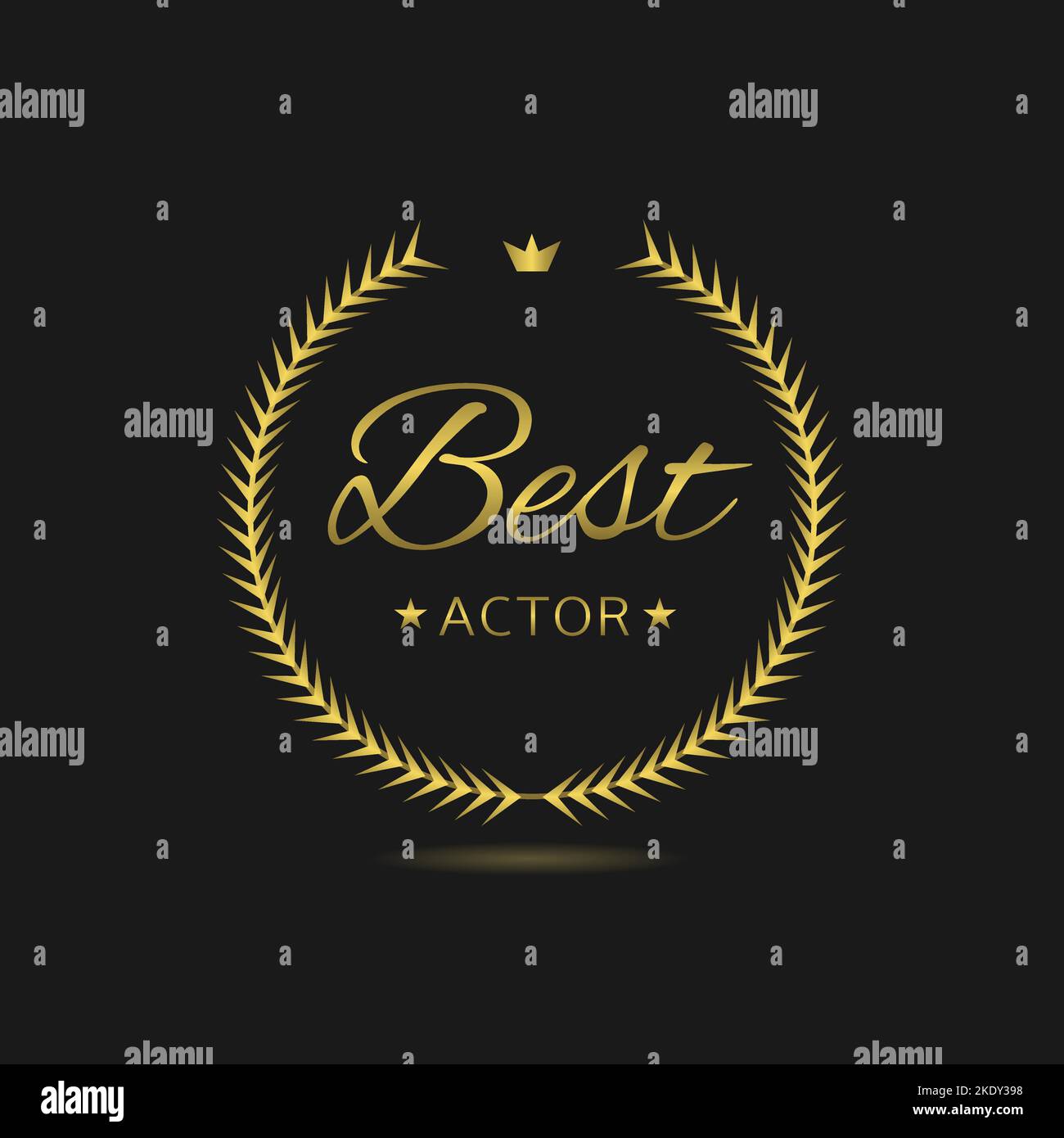 Best actor Golden laurel wreath label Stock Vector