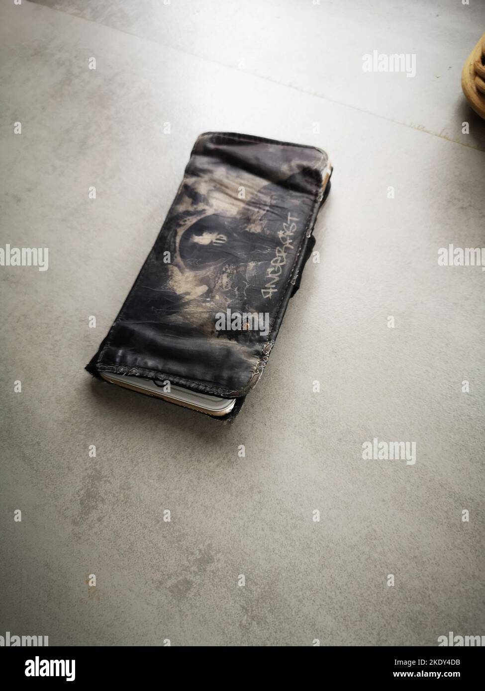 used Phone case, stark gebrauchte Handyhuelle Stock Photo