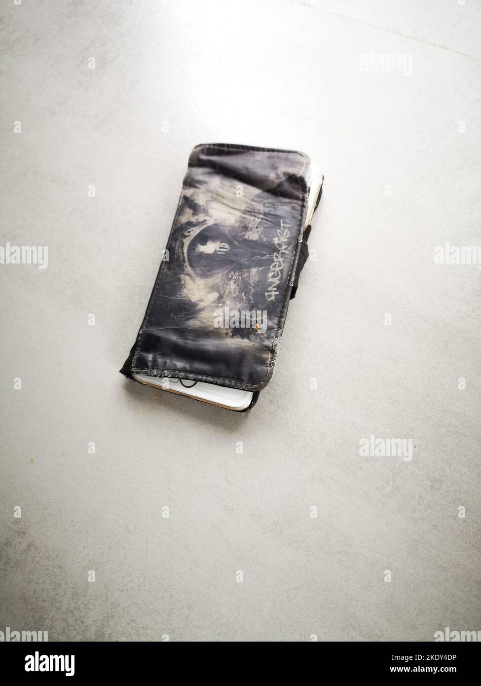 used Phone case, stark gebrauchte Handyhuelle Stock Photo