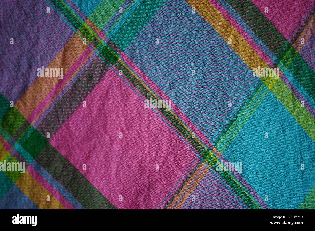 crumpled linen background geometric pattern with rectangles and lines. Stock Photo