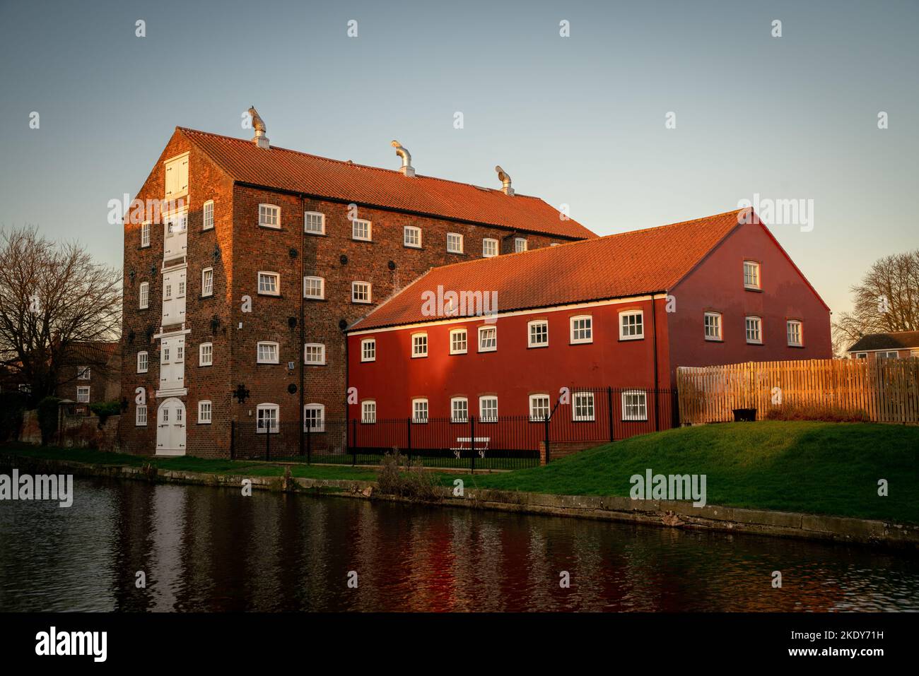 A beautiful shot of the Victorian Warehouses on the Driffield Navigation Canal, Yorkshire Stock Photo
