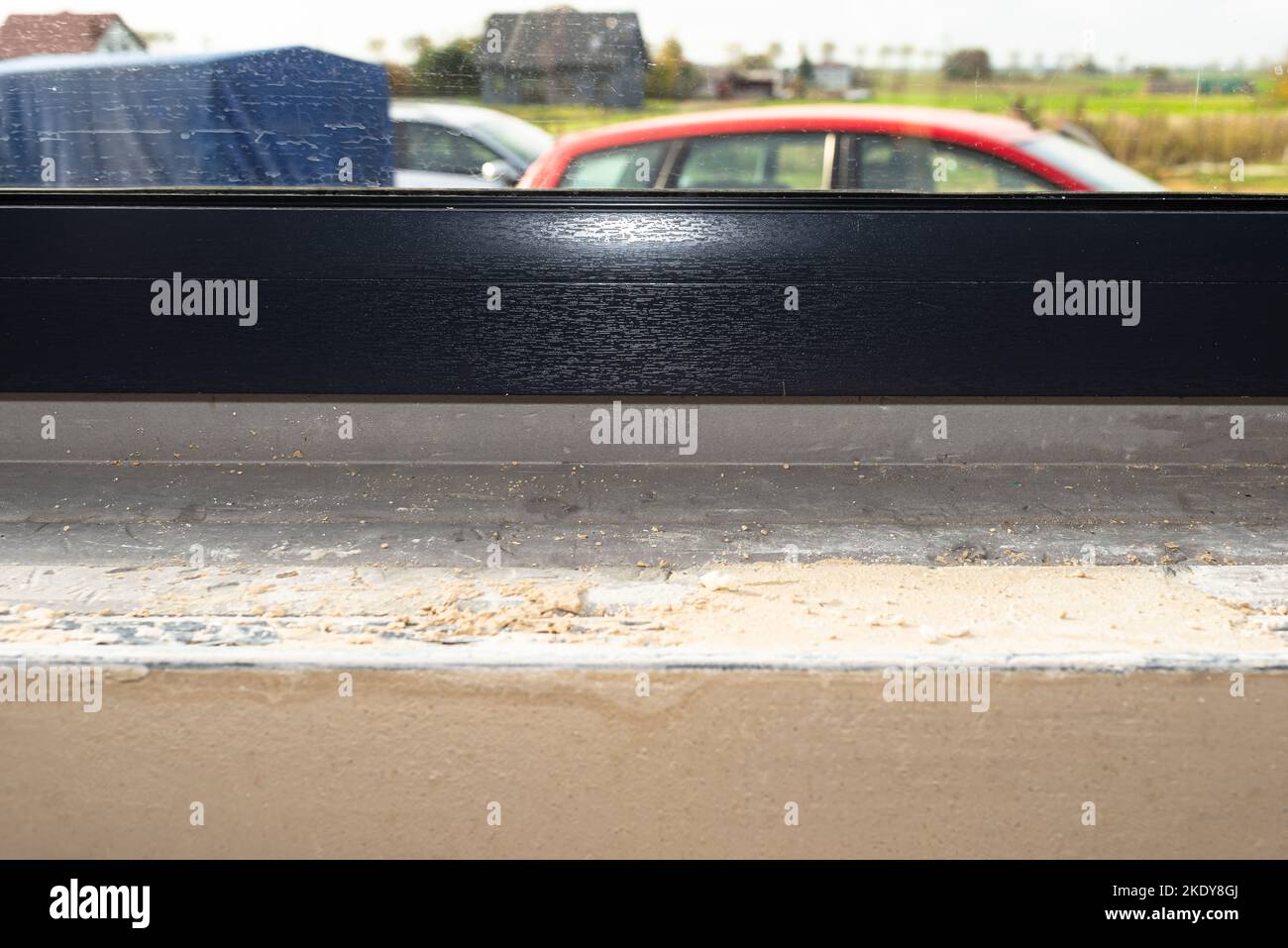 Warm installation of a three-layer window with a polystyrene window ...