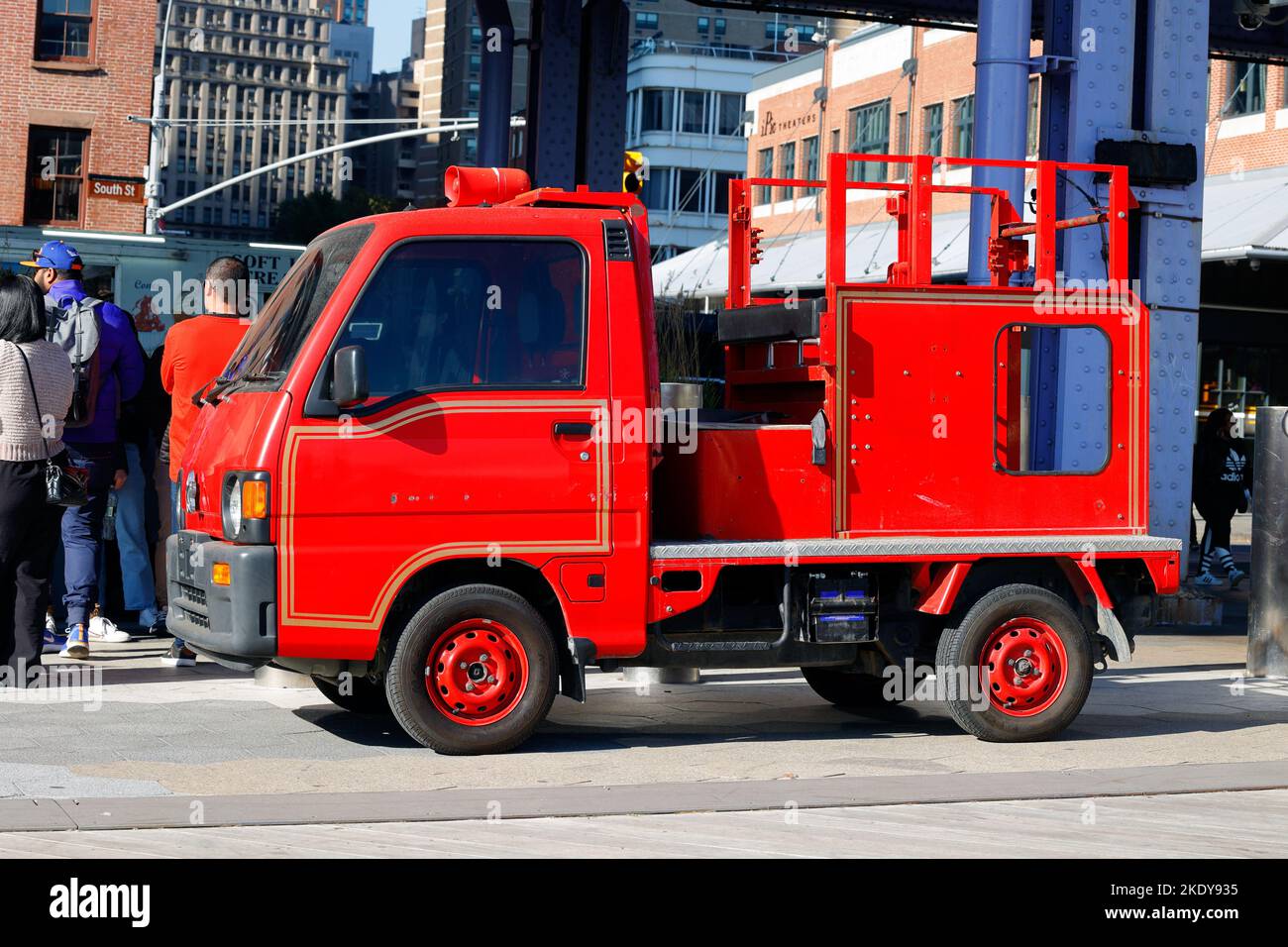 A Subaru Sambar retired Japanese mini fire truck. An old Japanese Kei truck import. Stock Photo