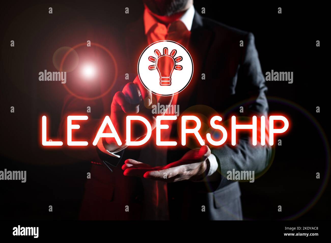 Sign displaying Leadership, Word for art of motivating to act toward achieving a common goal Stock Photo