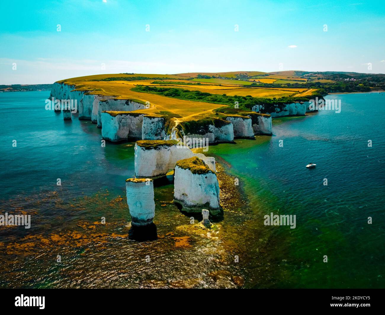 An Aerial View Of The Historic Old Harry Rocks In Jurassic Coast 