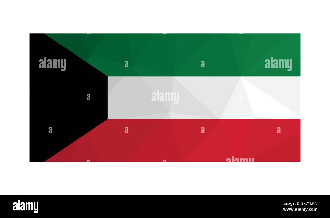 Vector illustration. Official symbol of Kuwait. National flag in black, red, green and white