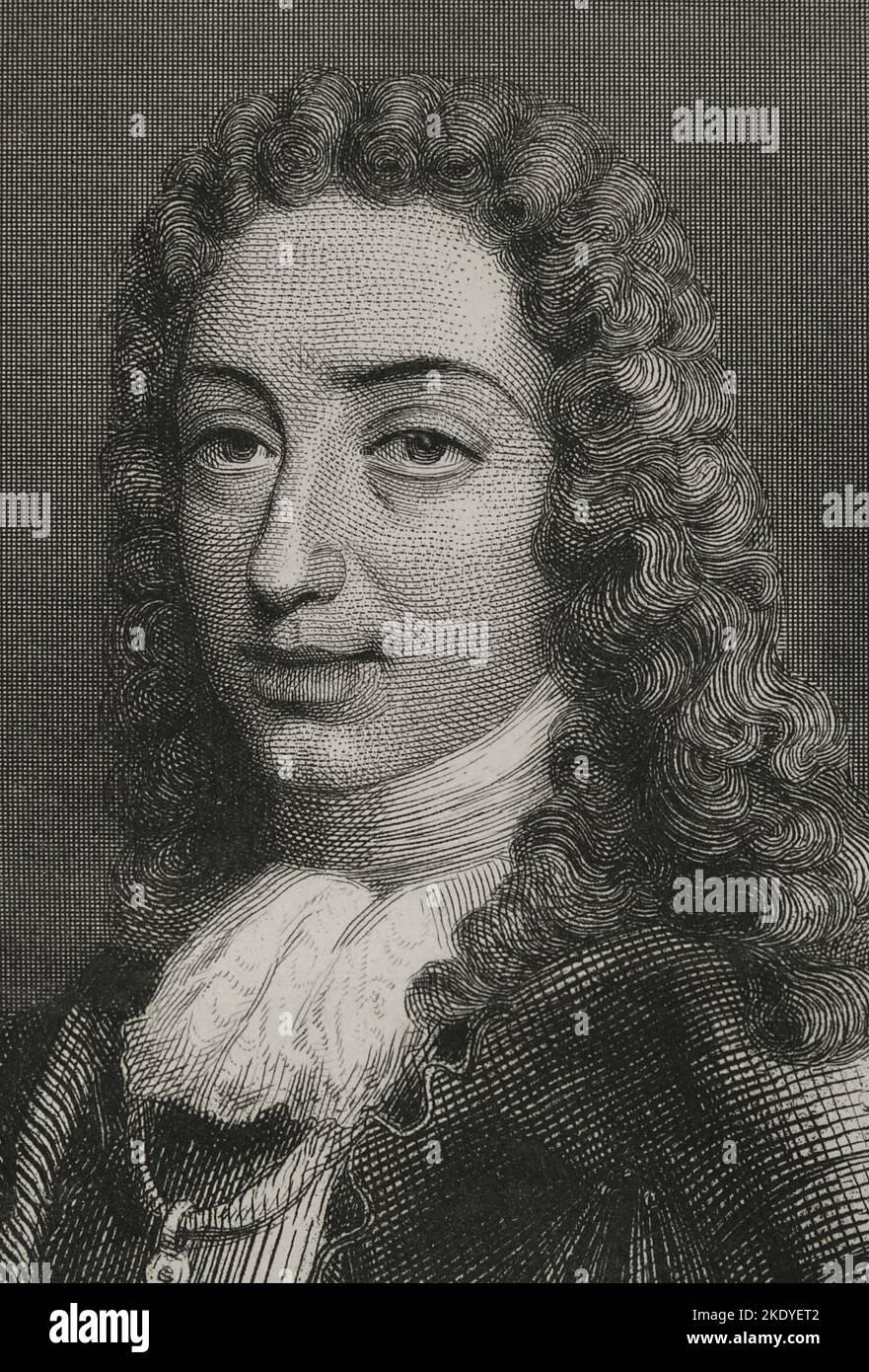 Charles VI (1685-1740). Holy Roman Emperor (1711-1740). Portrait. Pretender to the throne of Spain as Charles III. Engraving by Geoffroy. 'Historia Universal', by César Cantú. Volume VI. 1857. Stock Photo