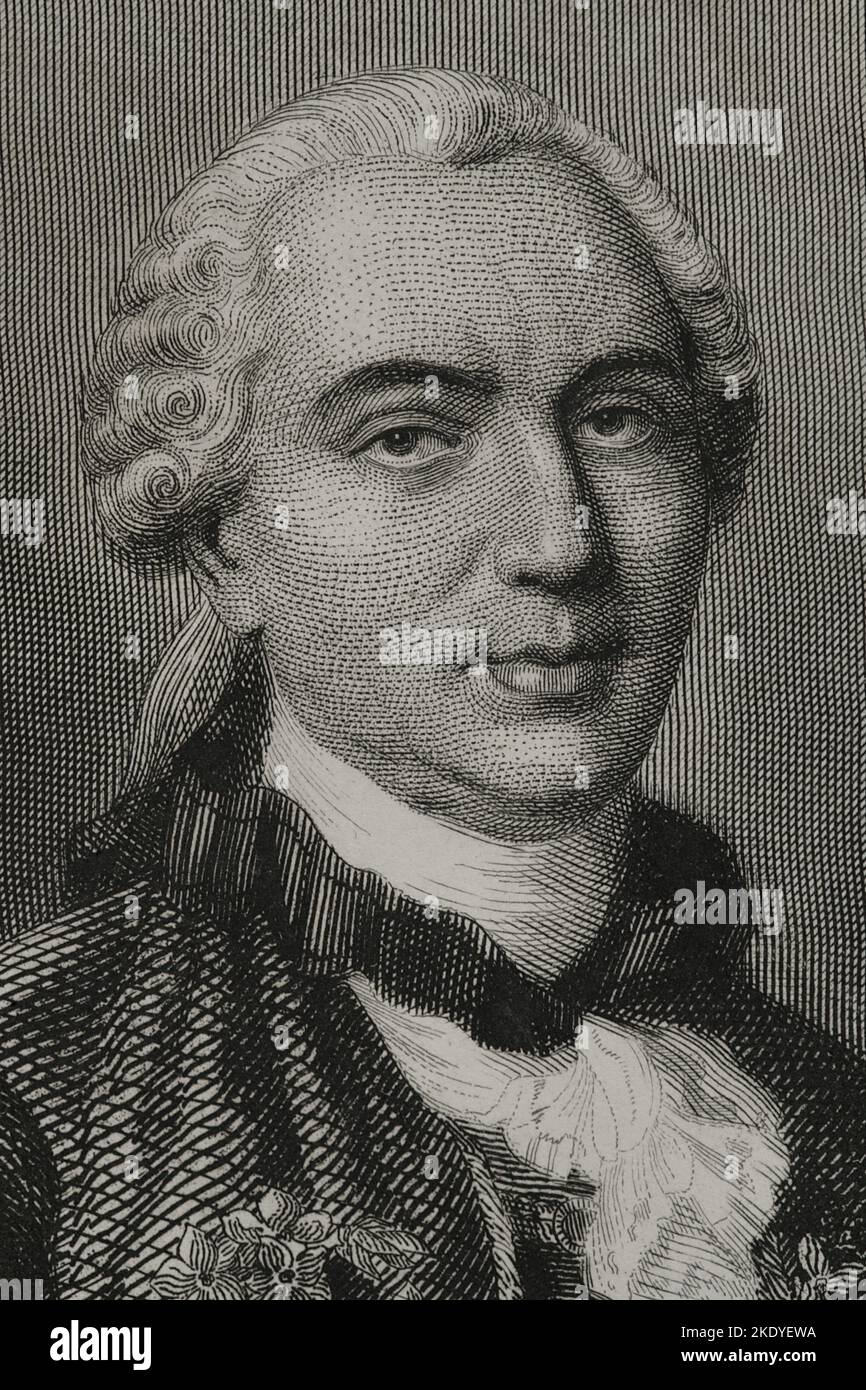 Georges-Louis Leclerc (1707-1788), Count de Buffon. French naturalist. Portrait. Engraving by Geoffroy. Detail. 'Historia Universal', by César Cantú. Volume VI. 1857. Stock Photo