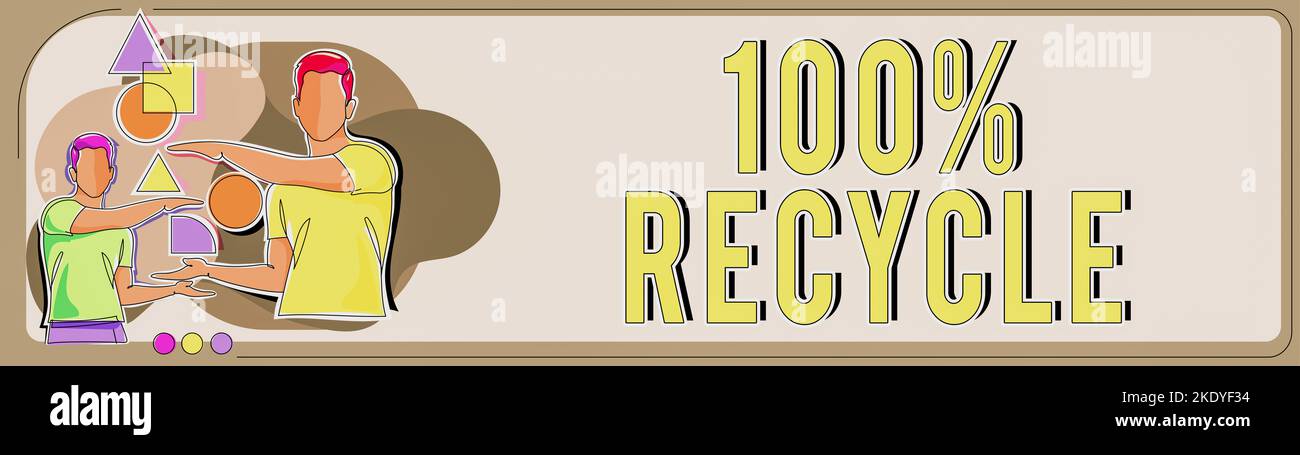 Text showing inspiration 100 Percent Recycle, Business concept Set of ...