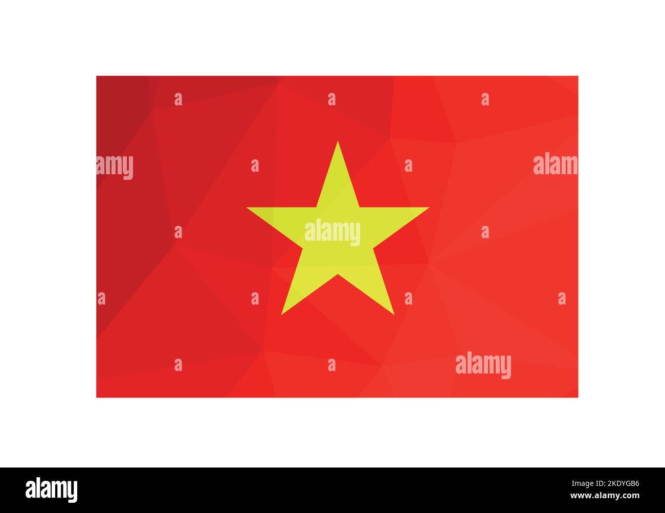 Vector illustration. Official symbol of Vietnam. National flag with yellow star on red background. Creative design in low poly style with triangular s Stock Vector