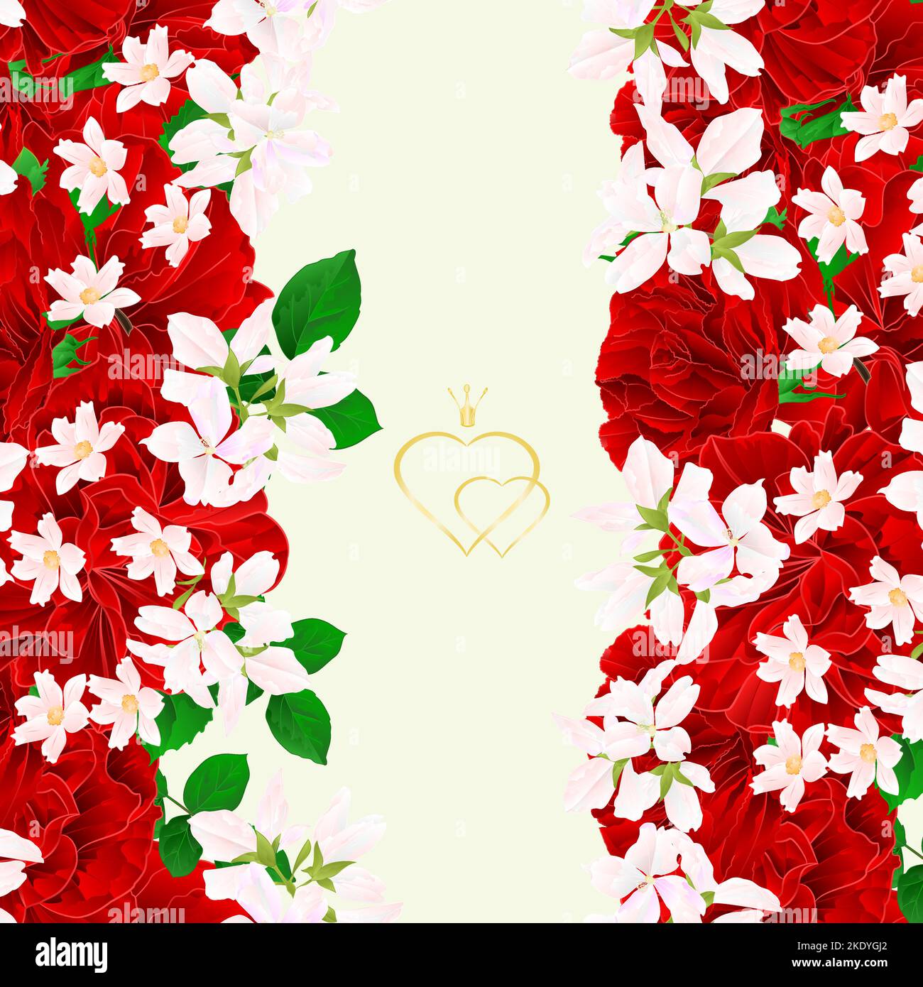 Vertical Roses Border Floral border seamless vertical background red roses with a bud vintage ...