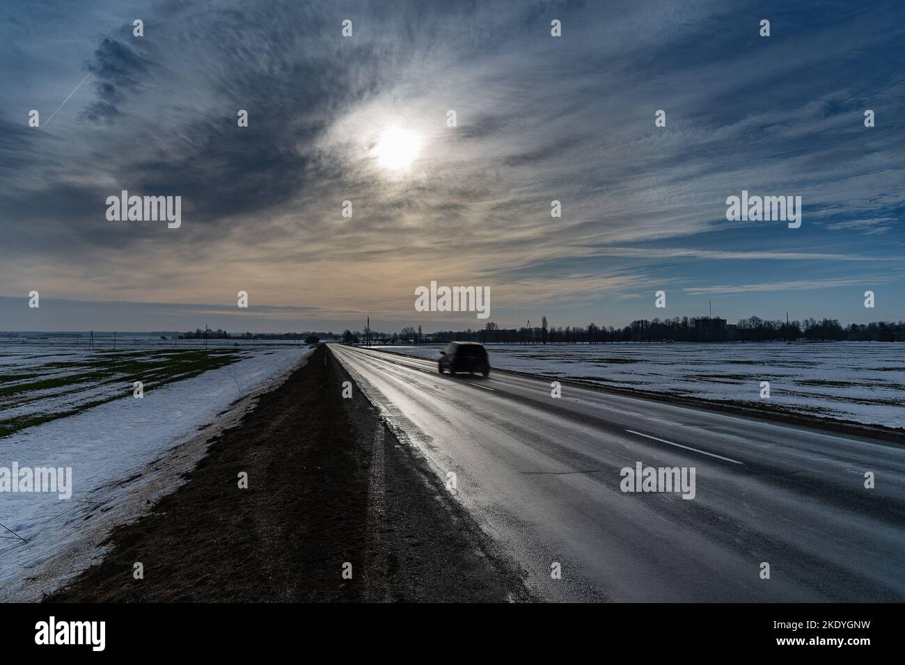 Icy road in sunny hi-res stock photography and images - Alamy