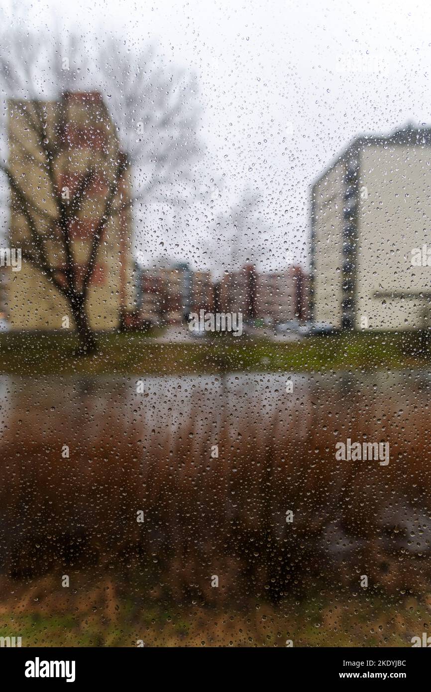 Water drops on window in rainy day Stock Photo - Alamy