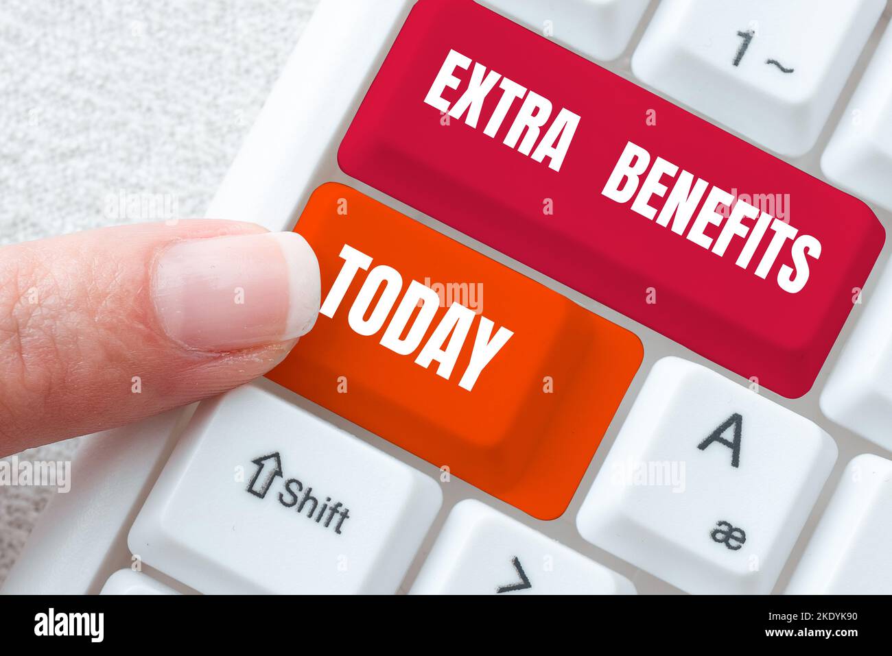 Text sign showing Extra Benefits, Business showcase Additional ...