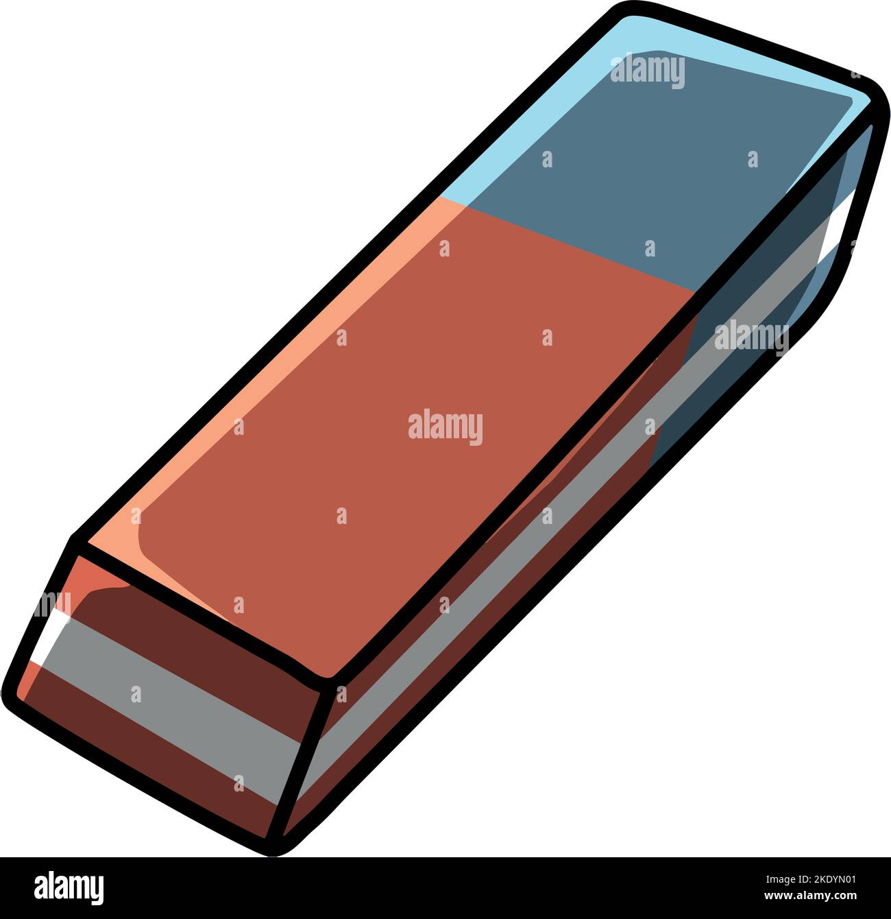 A kawaii style red and blue eraser over a white background Stock Vector