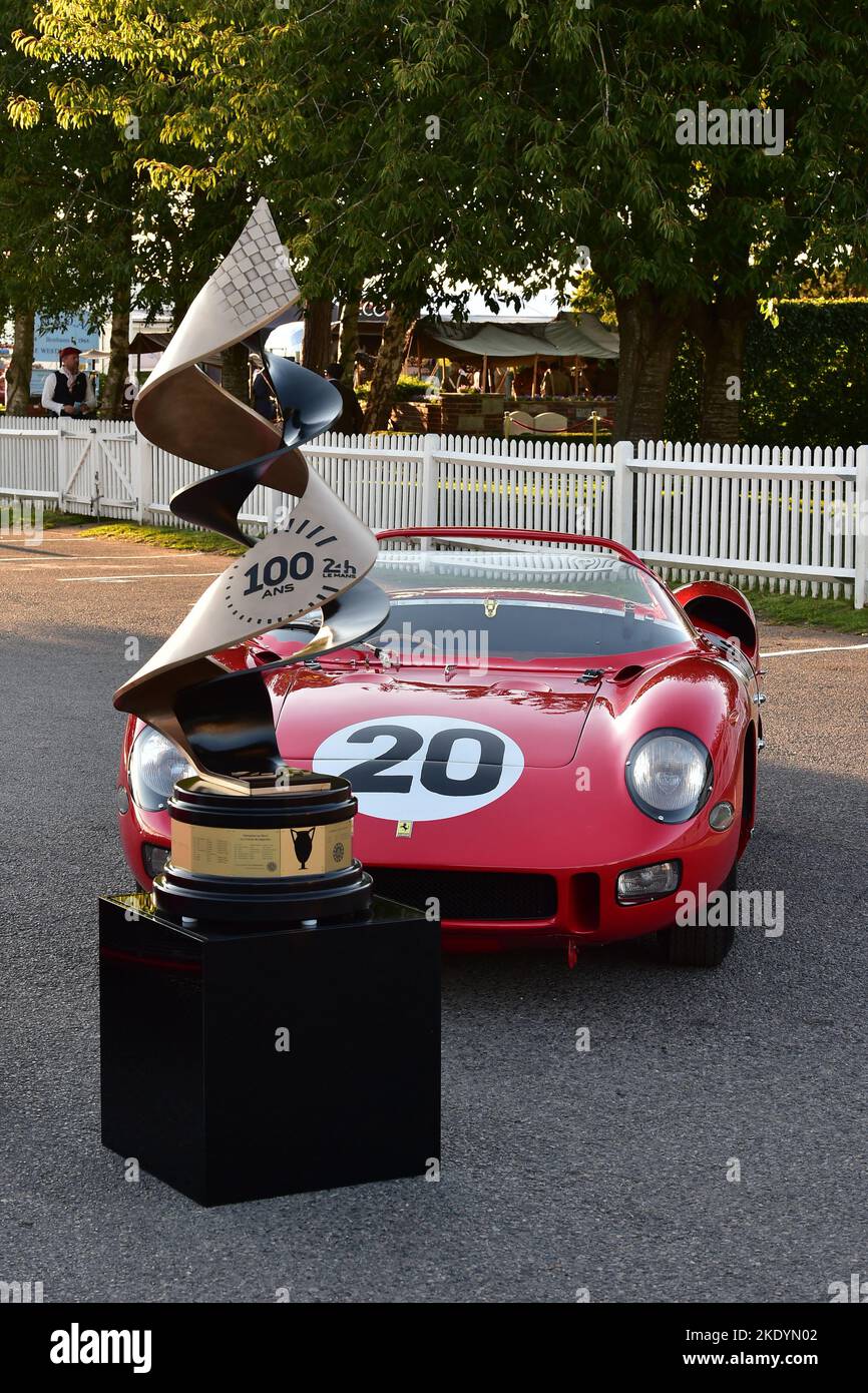 The 24 Hours Le Mans Centenary Trophy for the 2023 Le Mans, and dual Le Mans race winning Ferrari 275 P, a car with an intriging and unique history, Stock Photo