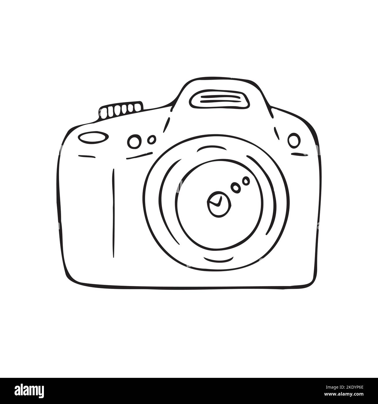 Vector hand drawn doodle sketch photo camera isolated on white ...