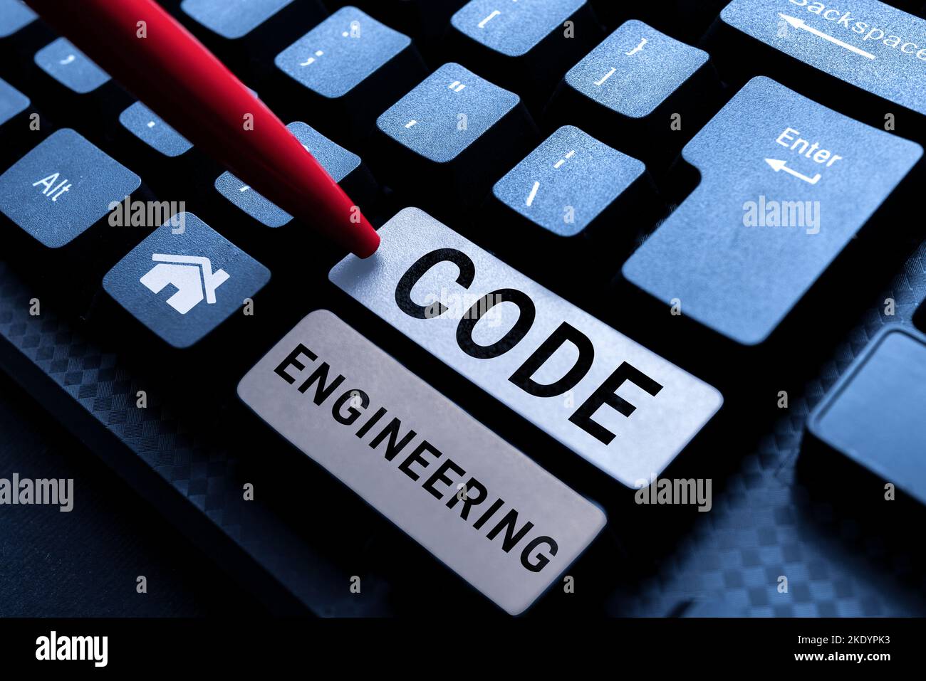 Conceptual caption Code Engineering, Conceptual photo application of engineering to the development of software Stock Photo