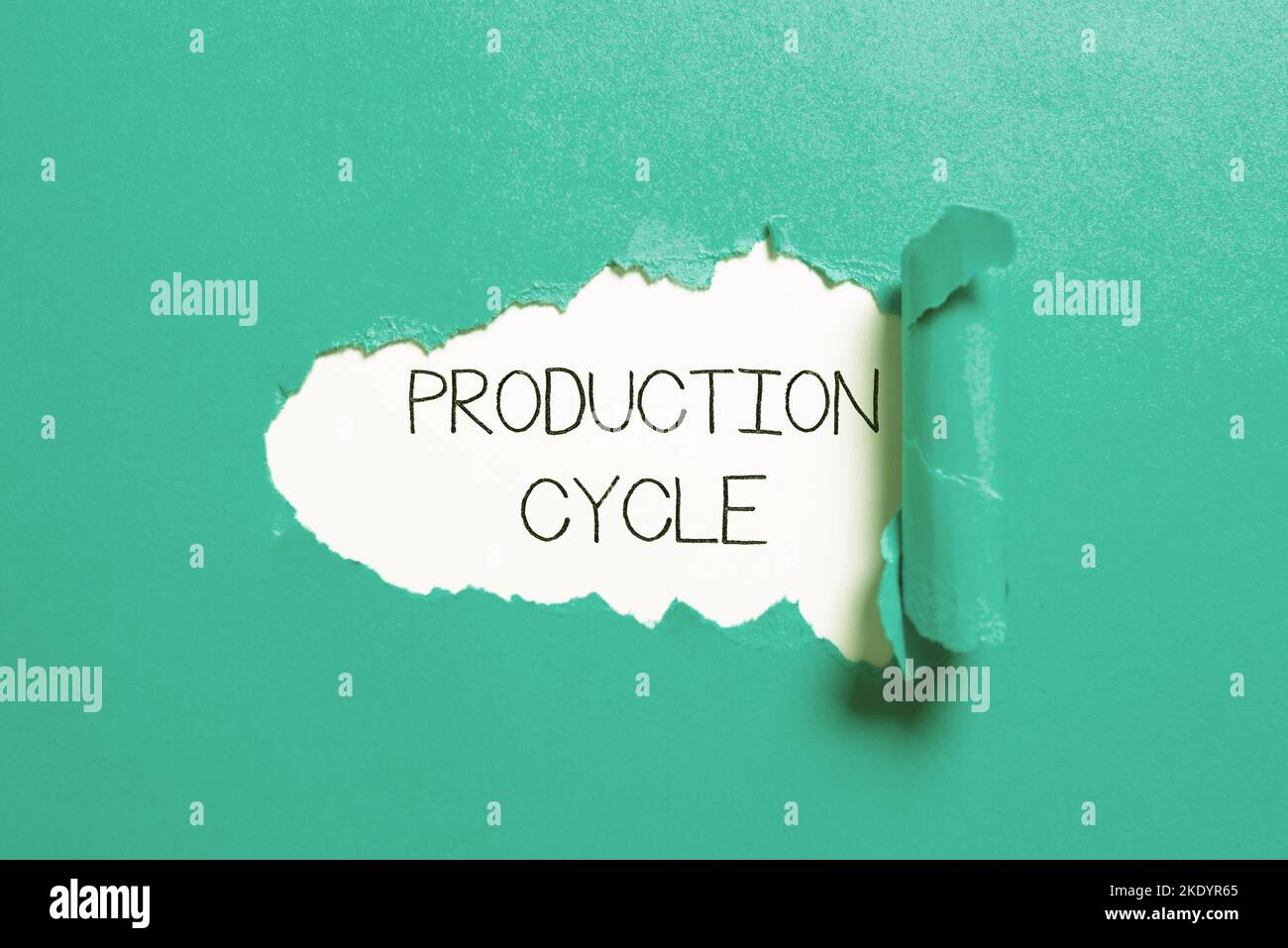 Conceptual caption Production Cycle, Business concept conversion of raw