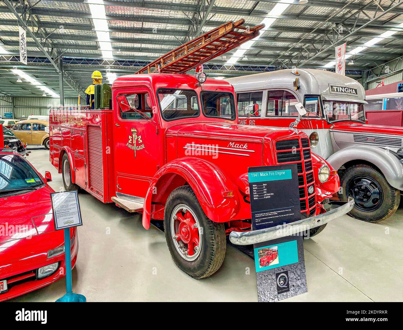 A beautiful shot of 1941 Mack Fire Engine in National Transport Museum at Inverell in Australia Stock Photo