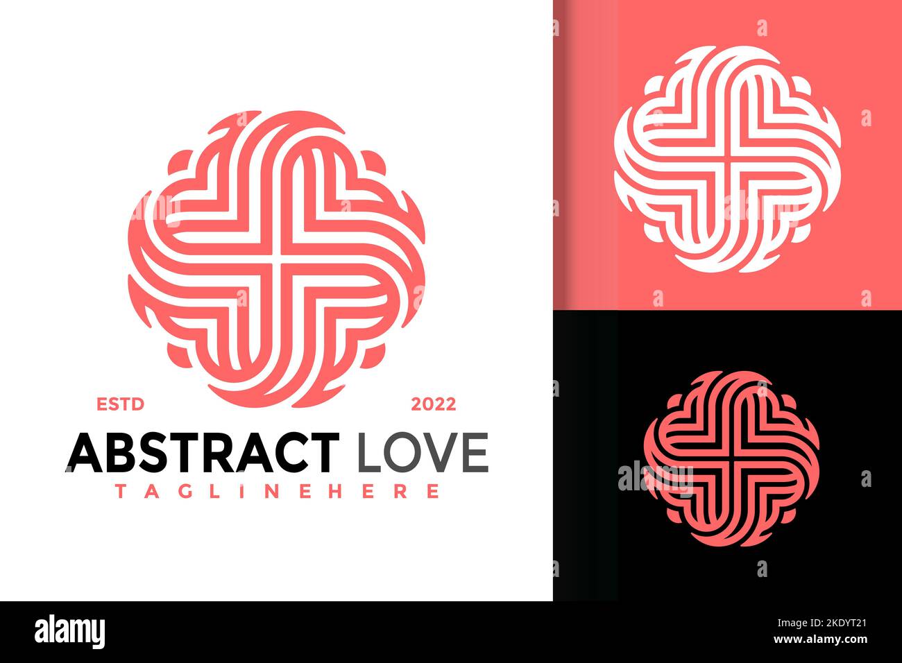 A vector illustration of Abstract Love and an editable tagline for a