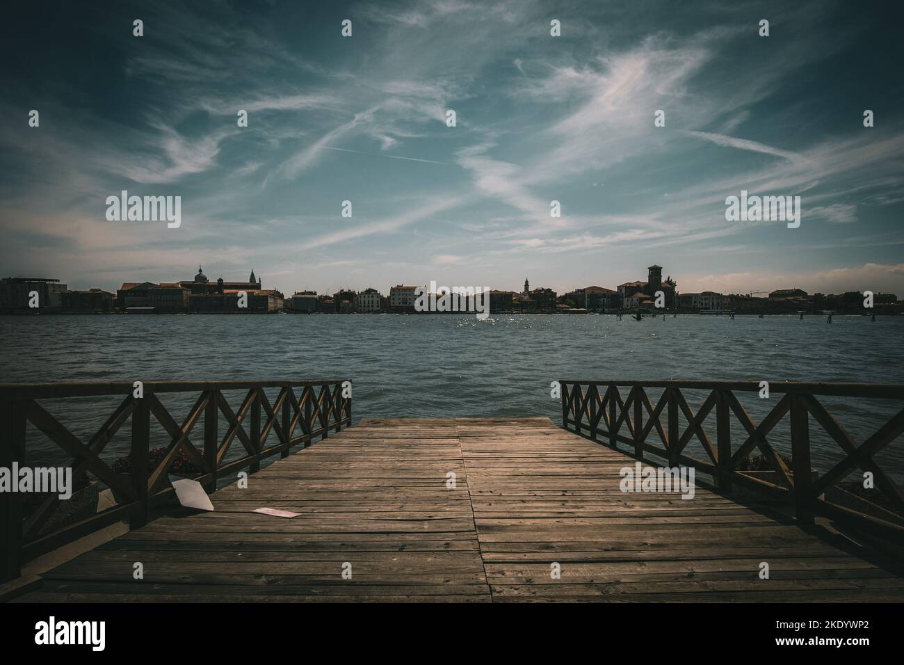 The waterfront Venice view from a wooden dock Stock Photo - Alamy
