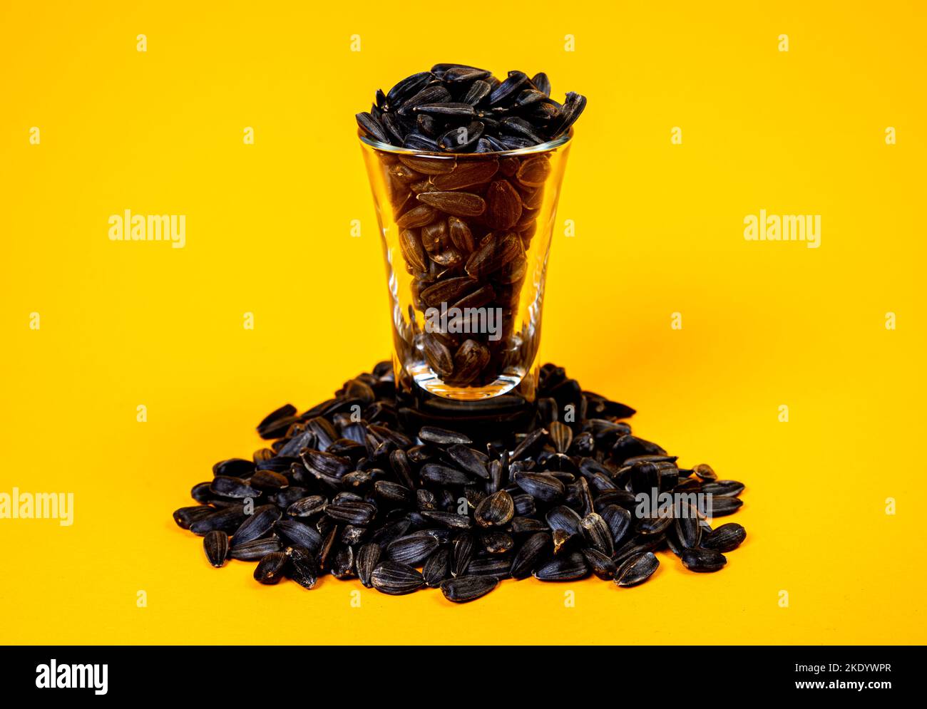white sunflower seeds in glass jar. in bucket sunflower seeds on black background. concept white