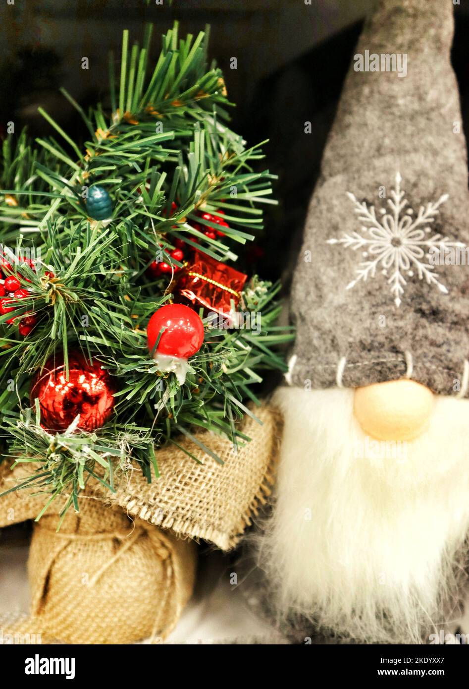 Santa Claus and Christmas tree Stock Photo - Alamy