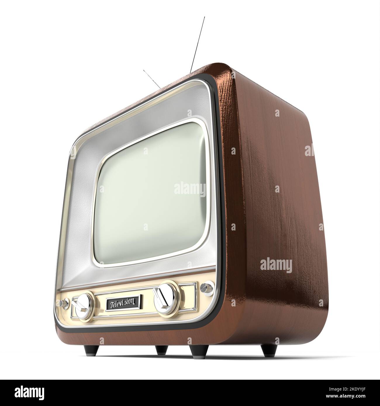Vintage, retro television set isolated on white background - 3D ...