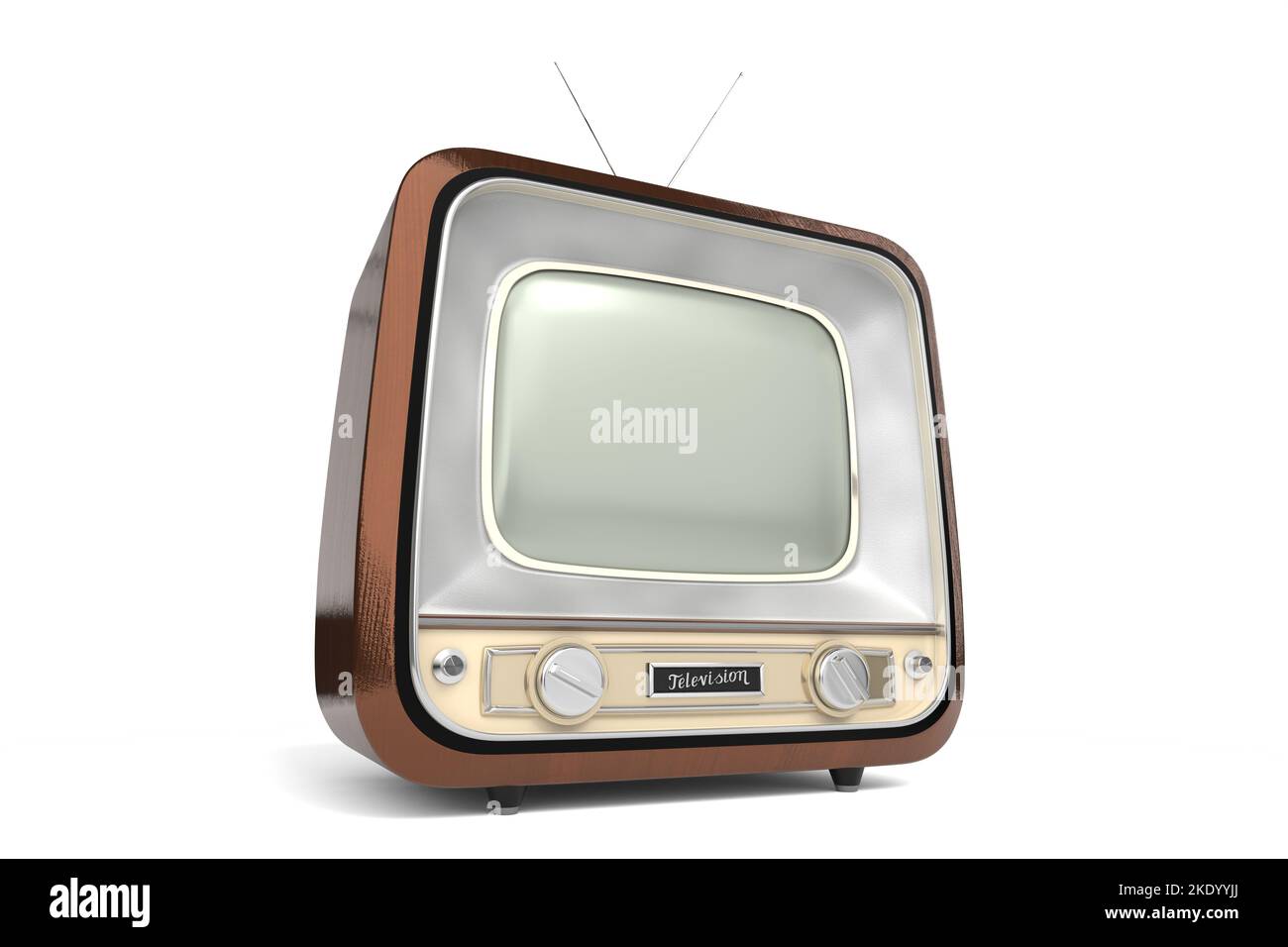 Vintage, retro television set isolated on white background - 3D ...