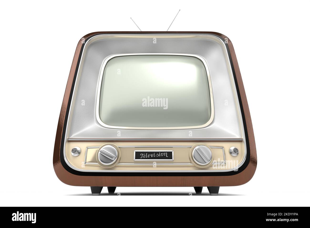 Vintage, retro television set isolated on white background - 3D ...
