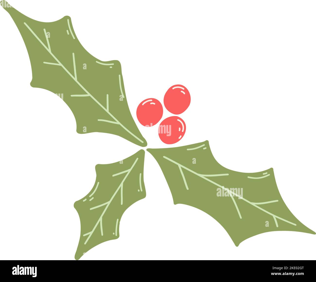 Holly berry icon in cartoon flat style. Hand drawn vector illustration ...