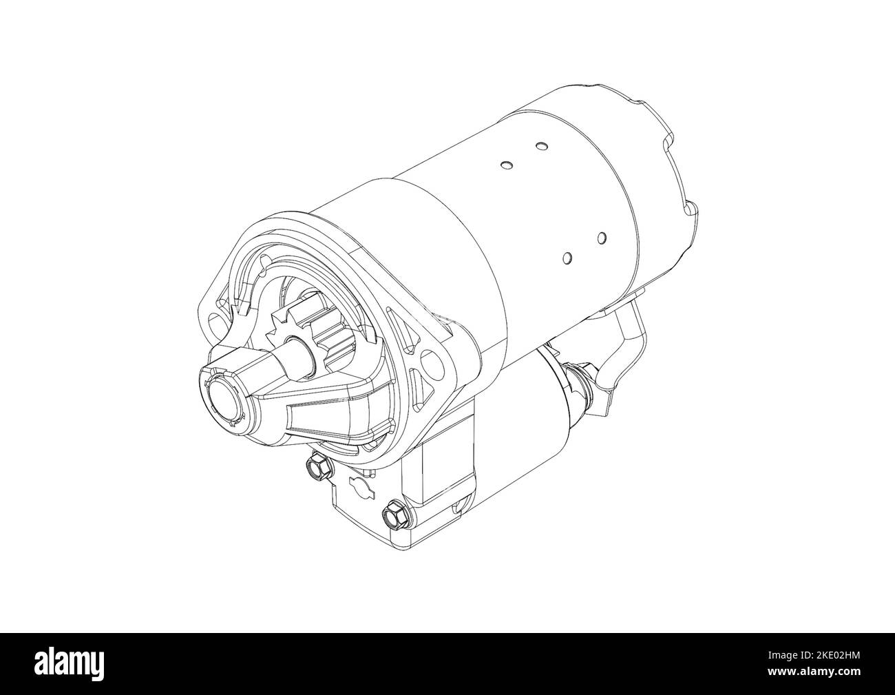 Car starter in black and white, 3D rendering isolated on white background Stock Photo Alamy