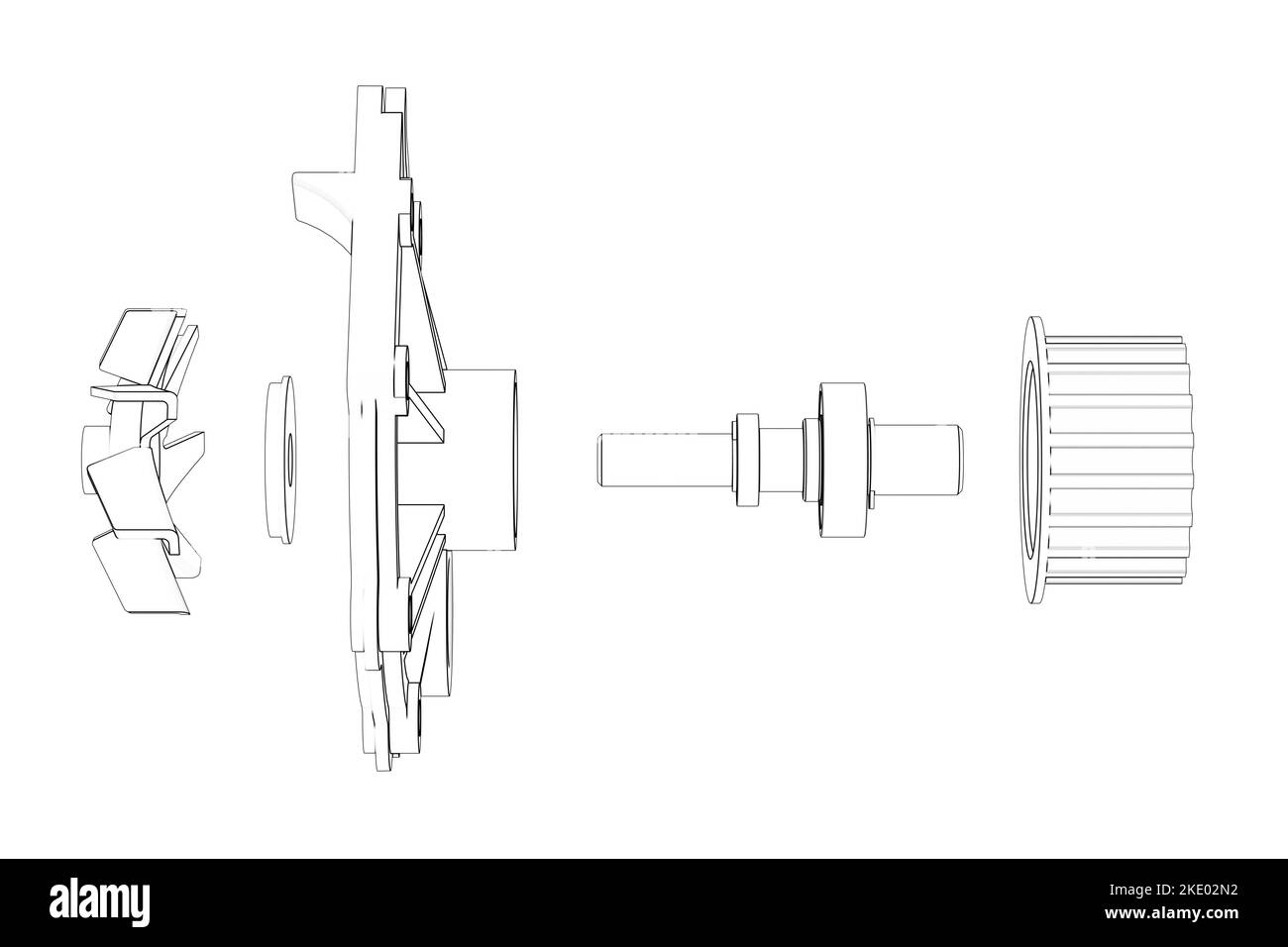Car water pump assembly 3D rendering in black and white Stock Photo Alamy