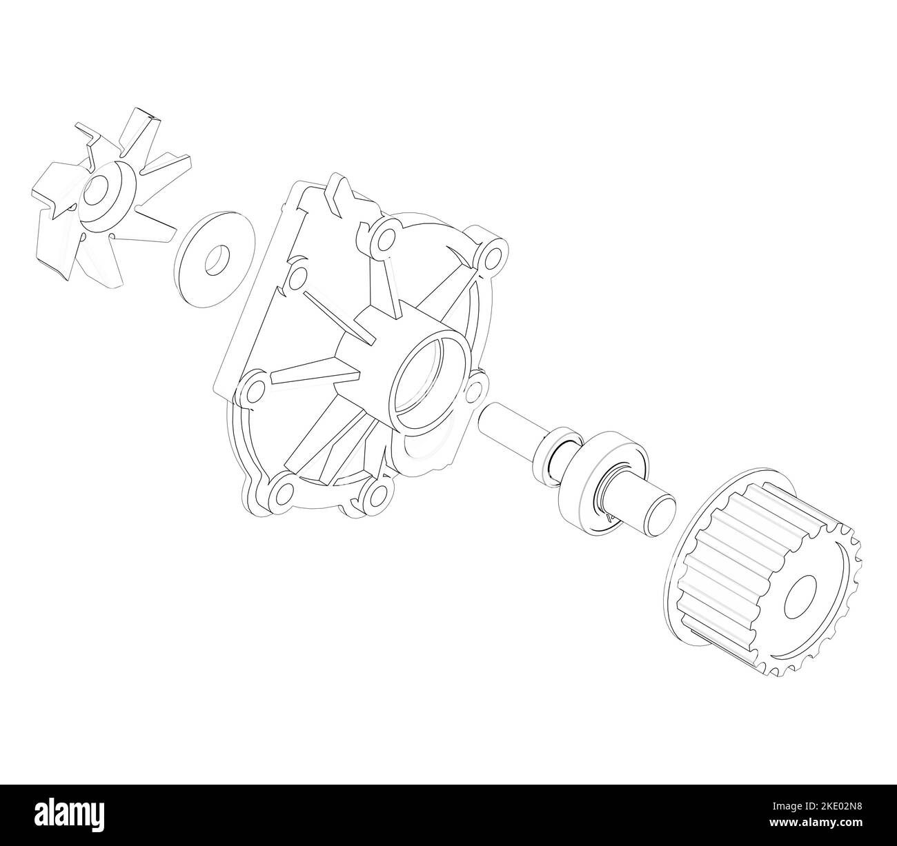 Car water pump assembly 3D rendering in black and white Stock Photo Alamy