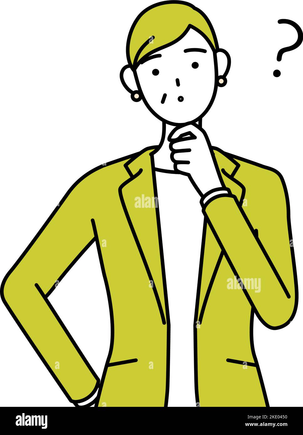 Simple line drawing illustration of a Senior woman in suit,female