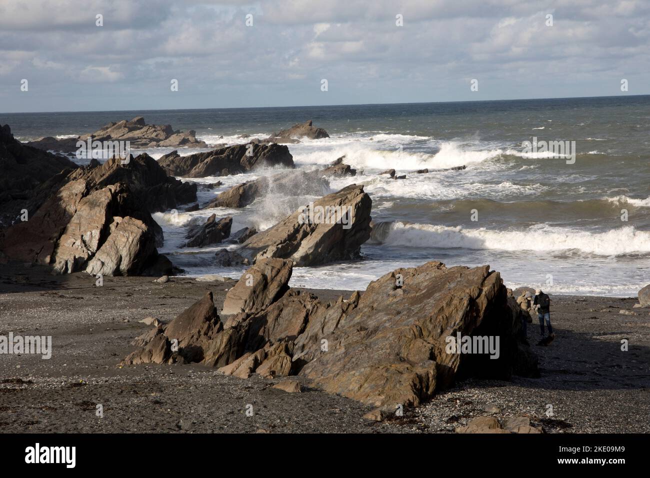 Waves on rocky beach Ilfracombe Devon Stock Photo