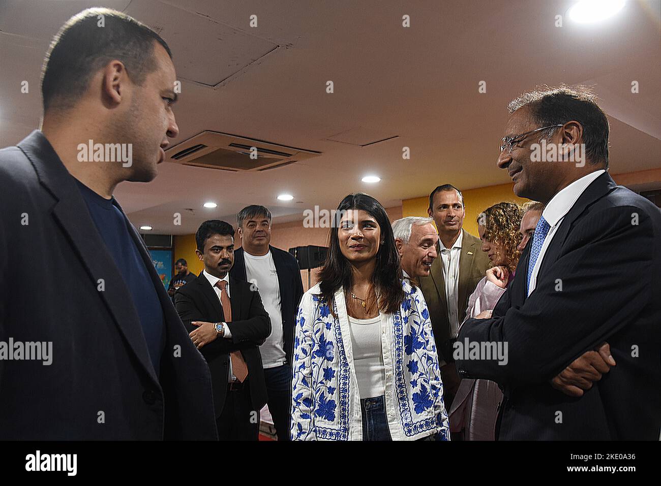 New Delhi, India. 09th Nov, 2022. IBA President Umar Kremlev, Boxing Federation of India President Ajay Singh, and reigning world champion Nikhat Zareen at a press conference in New Delhi to announce India as the host country for the 2023 IBA Women's World Boxing Championship. (Photo by Sondeep Shankar/Pacific Press) Credit: Pacific Press Media Production Corp./Alamy Live News Stock Photo