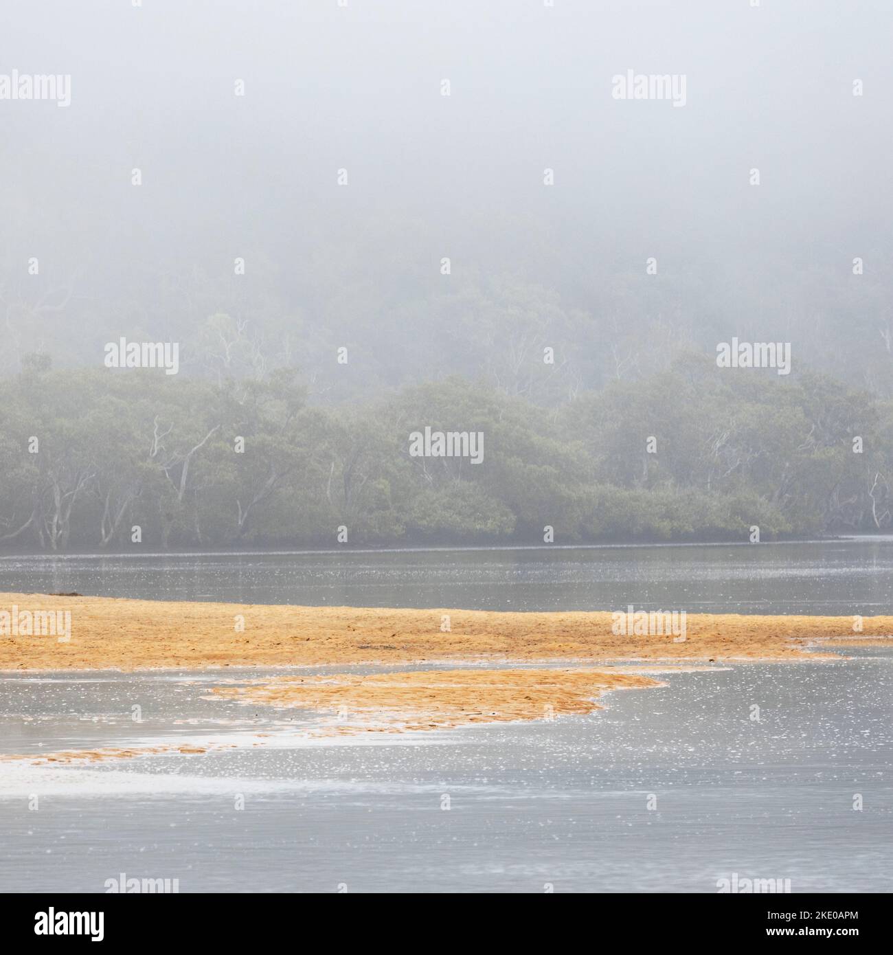 Fog and mist on Patonga Creek near Hawkesbury River and Patonga on NSW Central Coast in Australia Stock Photo
