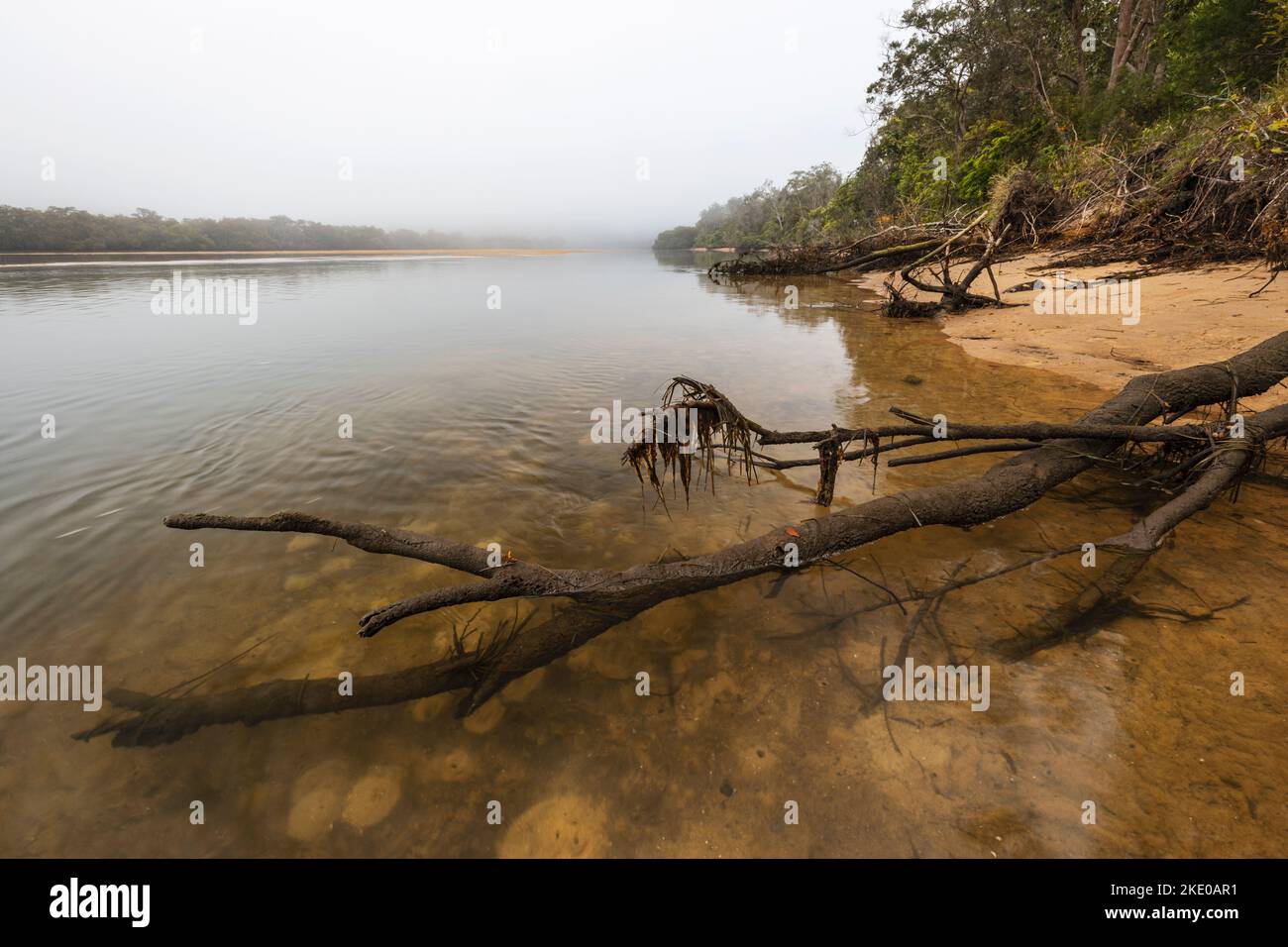 Fog and mist on Patonga Creek near Hawkesbury River and Patonga on NSW Central Coast in Australia Stock Photo